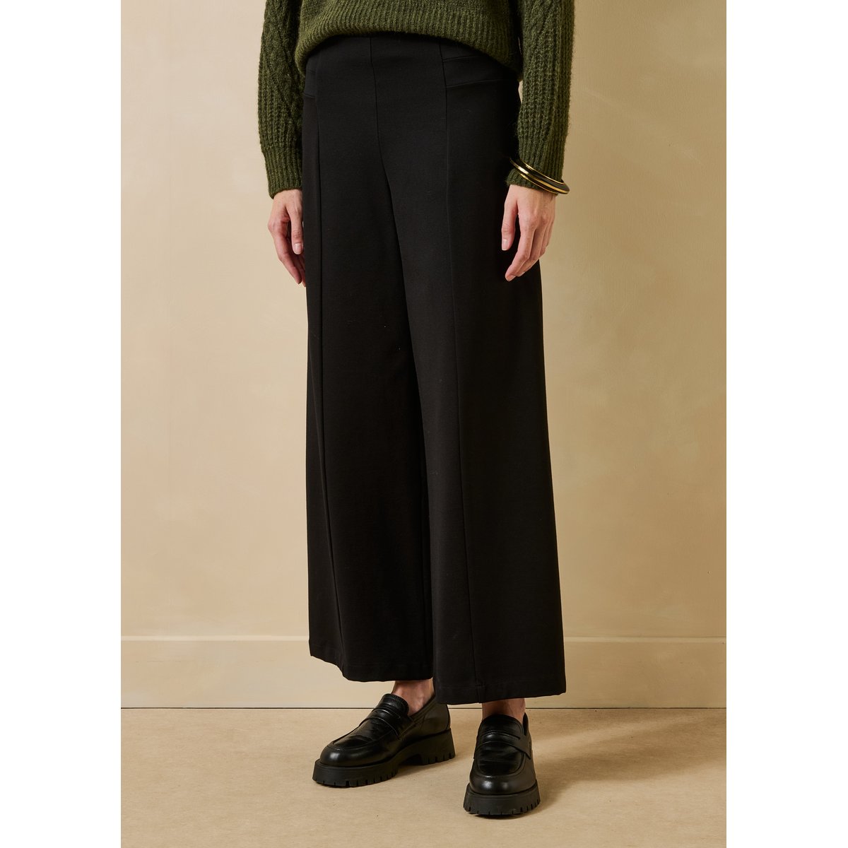 Pantalon cropped en jersey milano noir, LA FEE MARABOUTEE