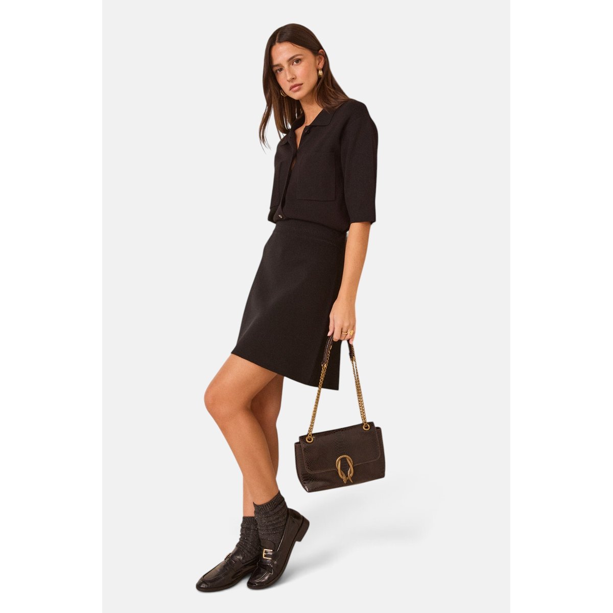 Jupe courte en laine VIRGINIA noir, Maison 123