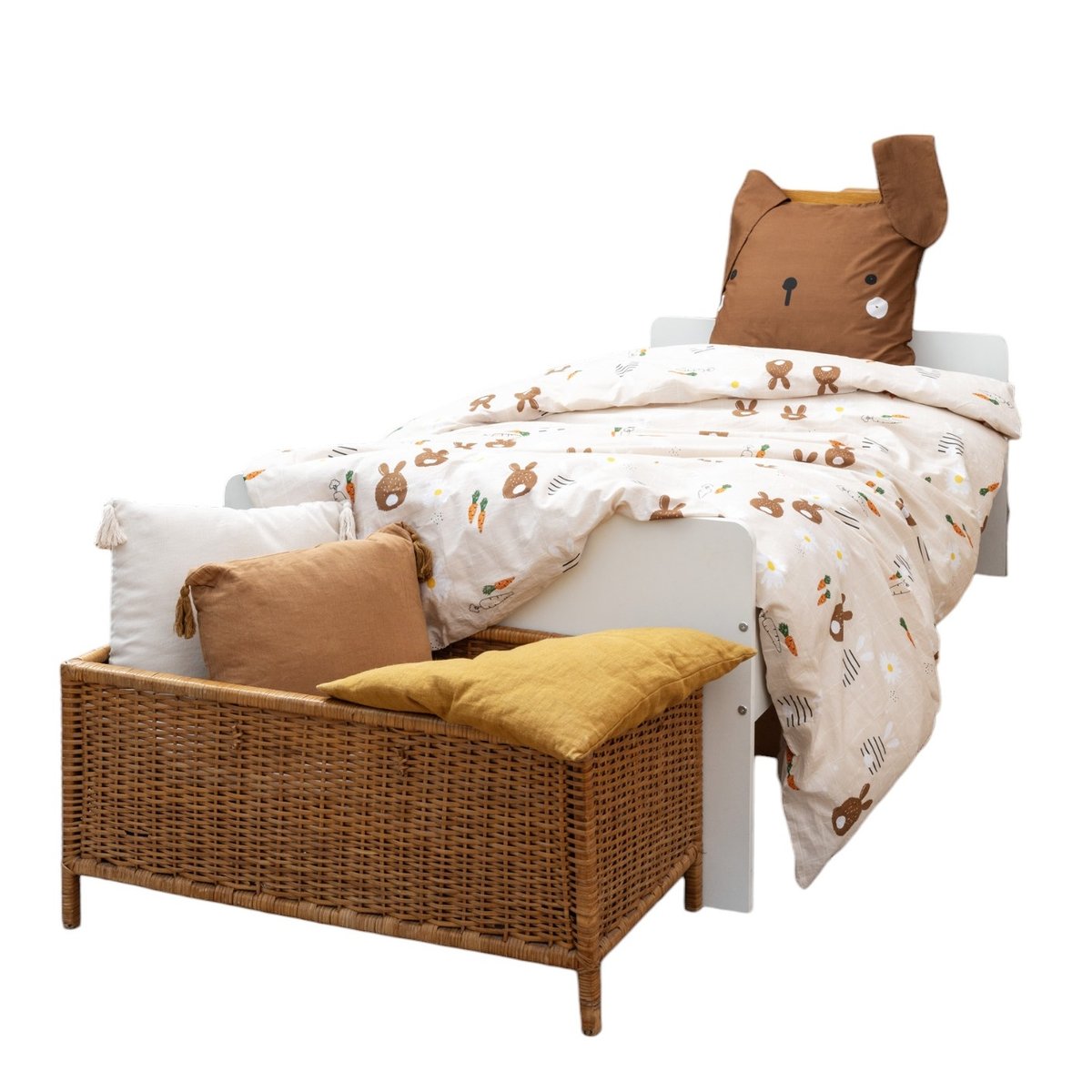 Housse de couette + taie Pompon le petit lapin beige, EDEN