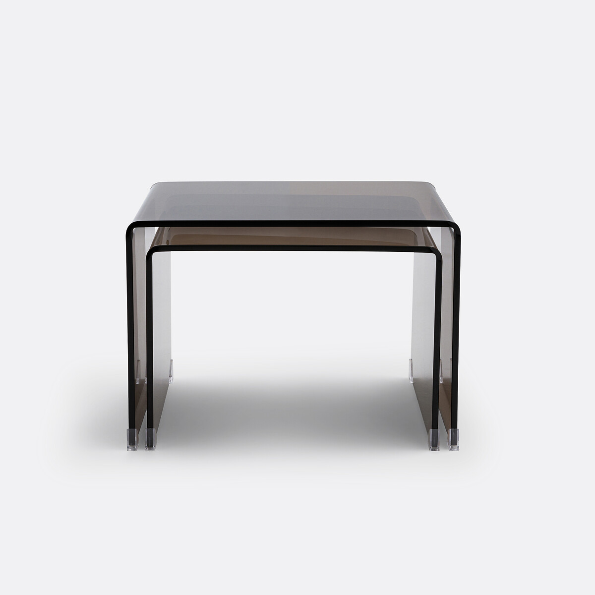 Lot de 2 tables basses gigognes verre trempé, Joan verre fumé, LA REDOUTE INTERIEURS