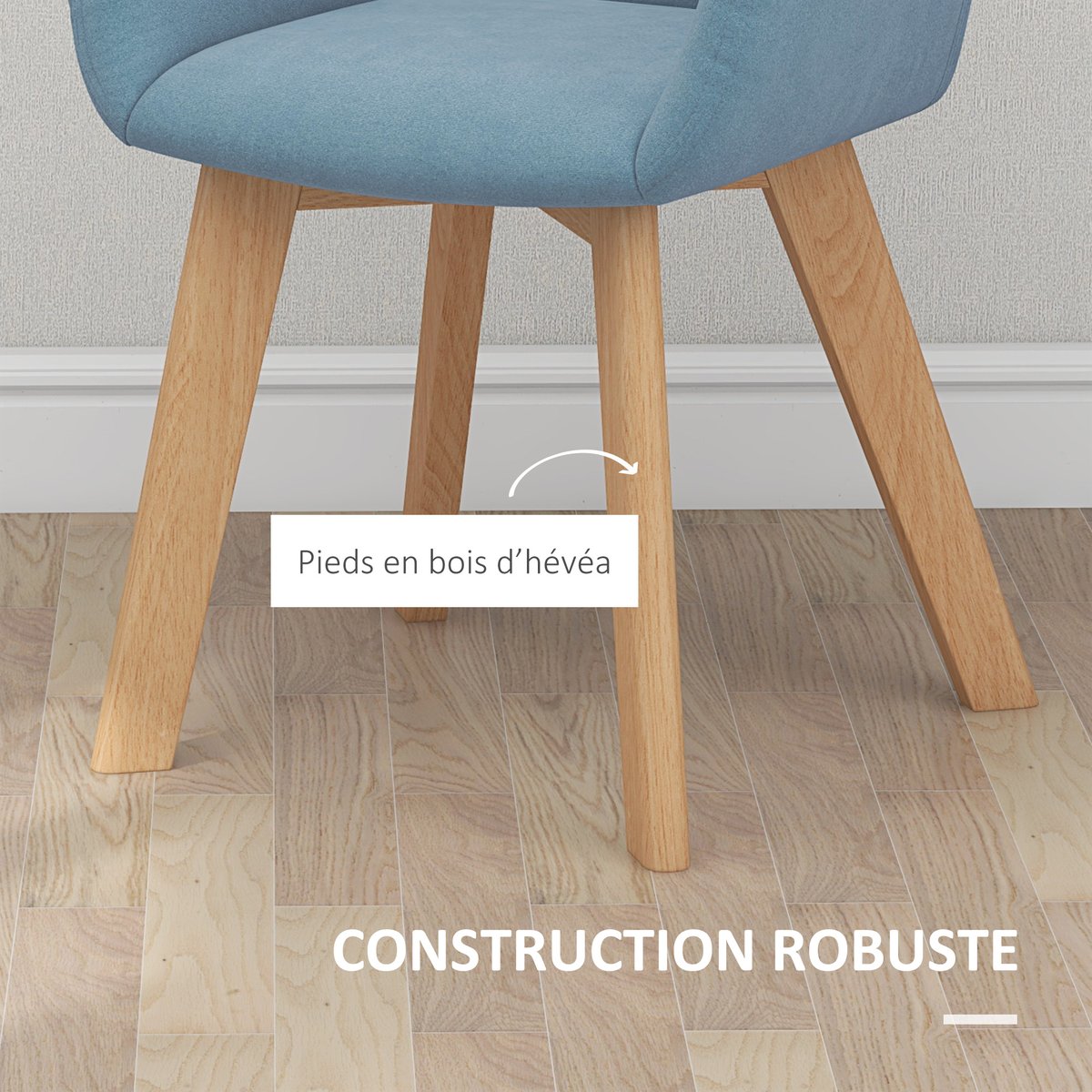 Tissu polyester effet velours Bleu bleu, bois clair, HOMCOM
