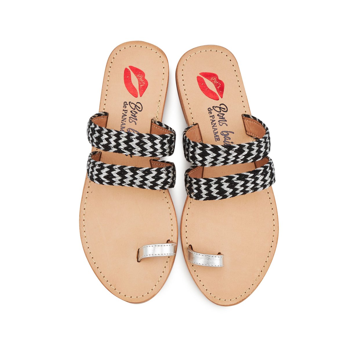 Sandales En Cuir Theresa noir-silver, BONS BAISERS