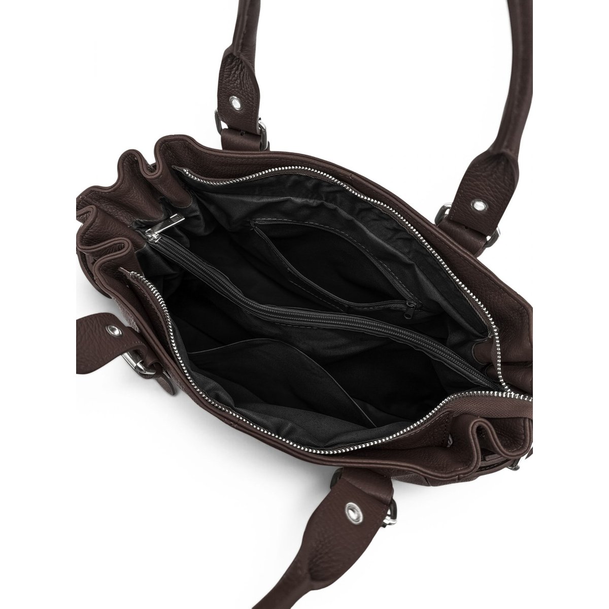 Sac bowling en cuir grainé URBAN PRINCESS SILVER chocolat, OH MY BAG