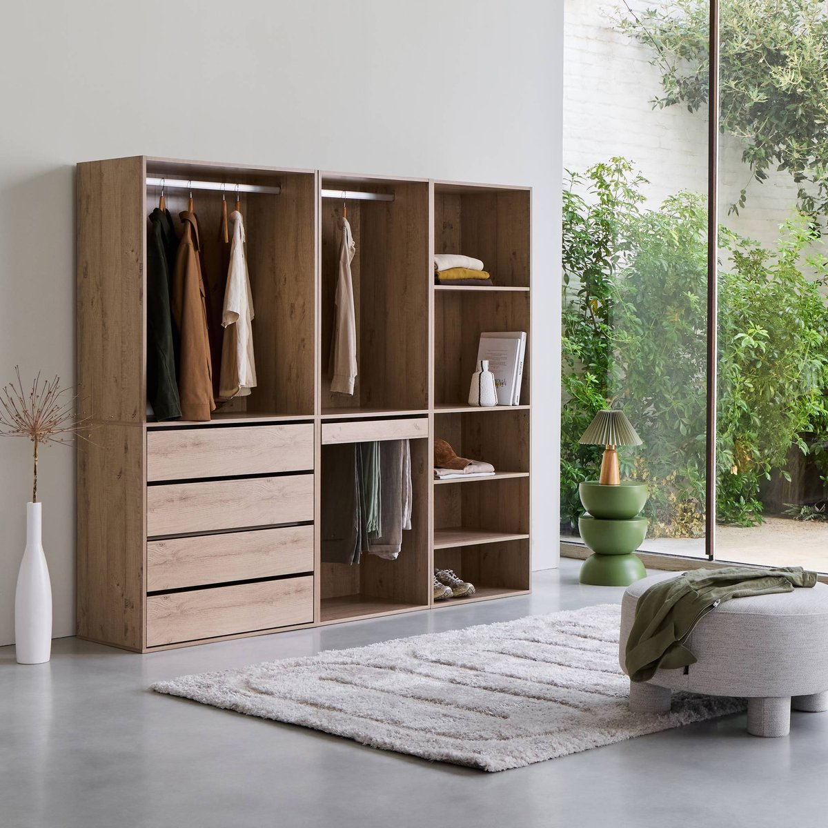 Kit dressing modulable décor bois 3 éléments MODULO blanc, SWEEEK