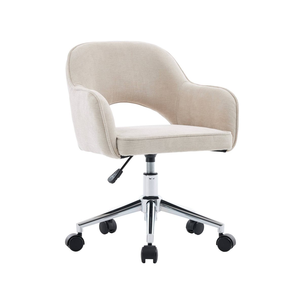 Chaise de bureau enfant à roulettes ajustable tissu chenille JIM KID beige, SWEEEK