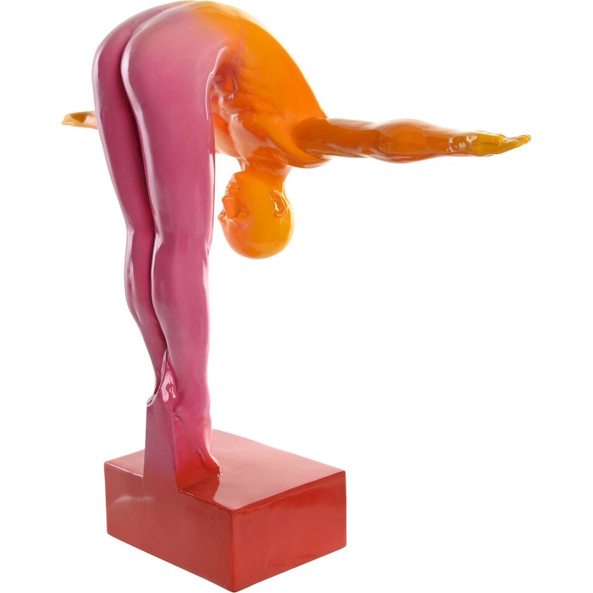 Sculpture athlète MODERNO dégradé jaune orange rose multicolore, RECOLLECTION
