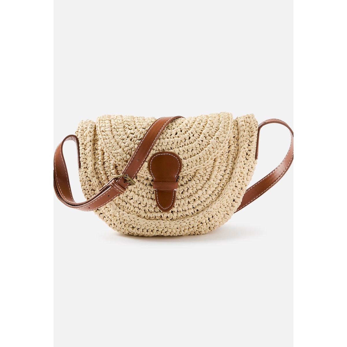 Sac besace tressé blanc cassé, DAMART