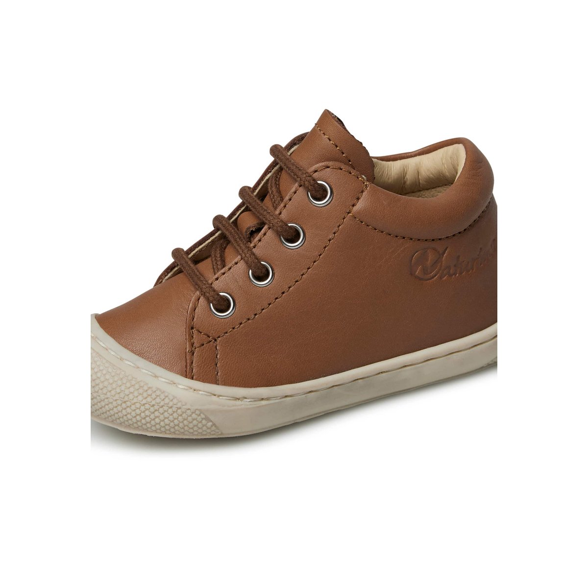 Chaussures premiers pas en cuir avec fermeture éclair COCOON ZIP marron, NATURINO