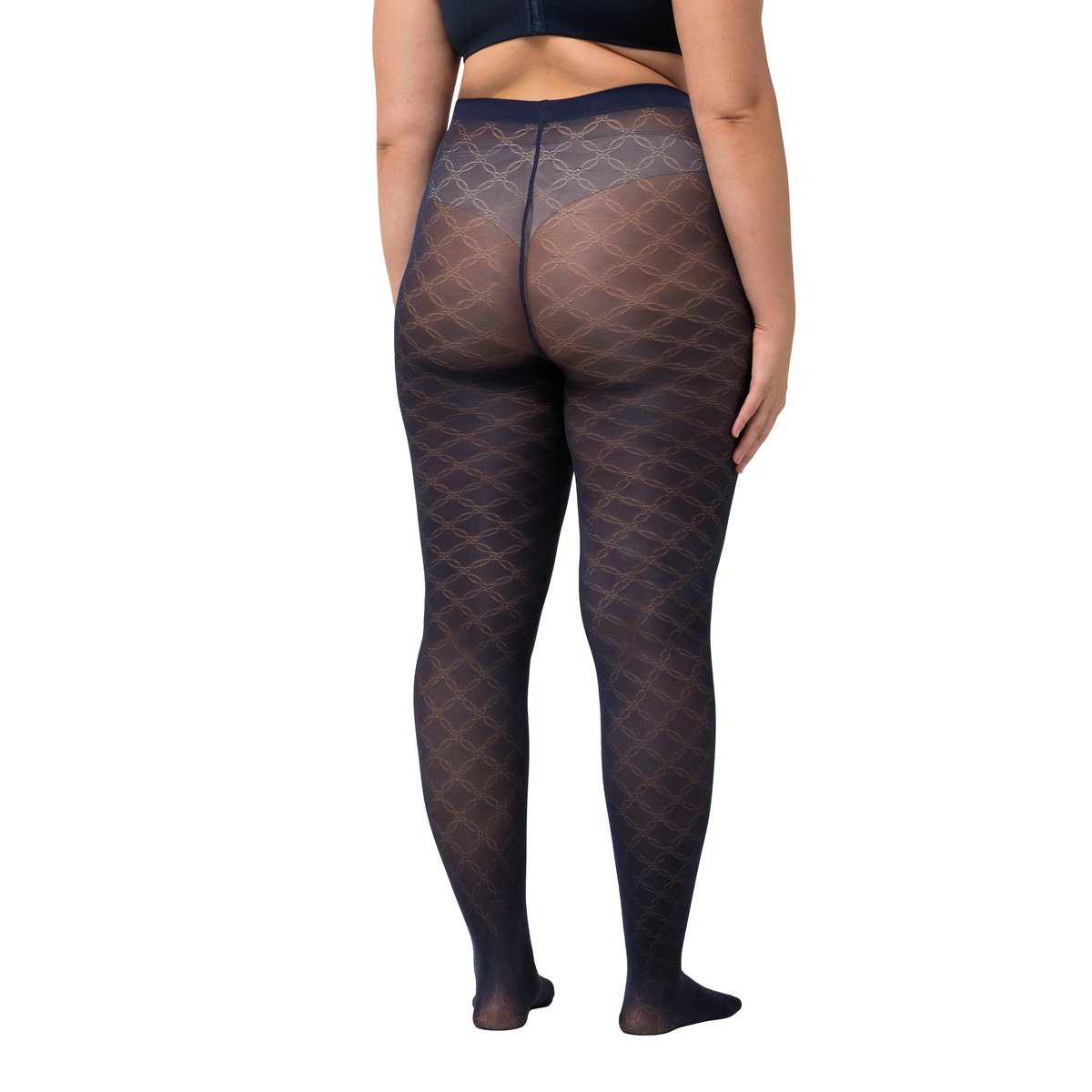 Collant, motif losanges et pois bleu nuit, ULLA POPKEN