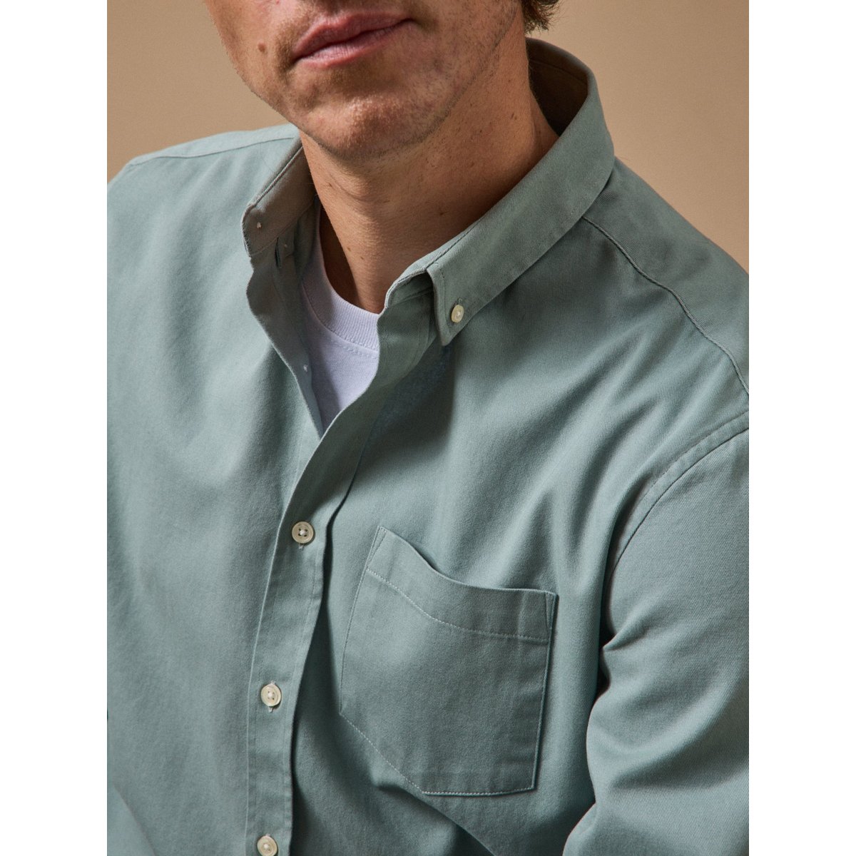 Chemise twill délavé - coupe contemporaine celadon, CYRILLUS