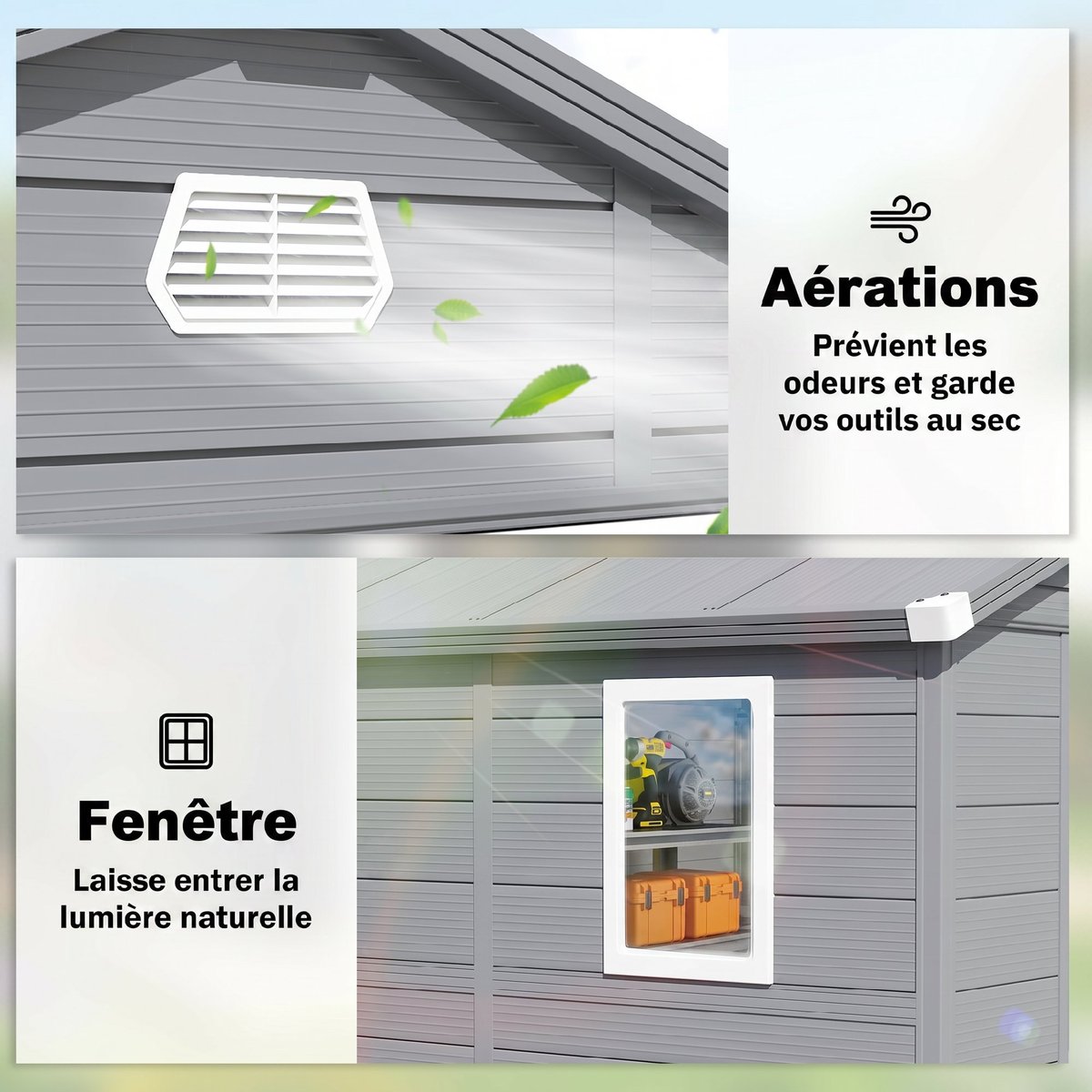 Abri de jardin PP Gris foncé gris, OUTSUNNY