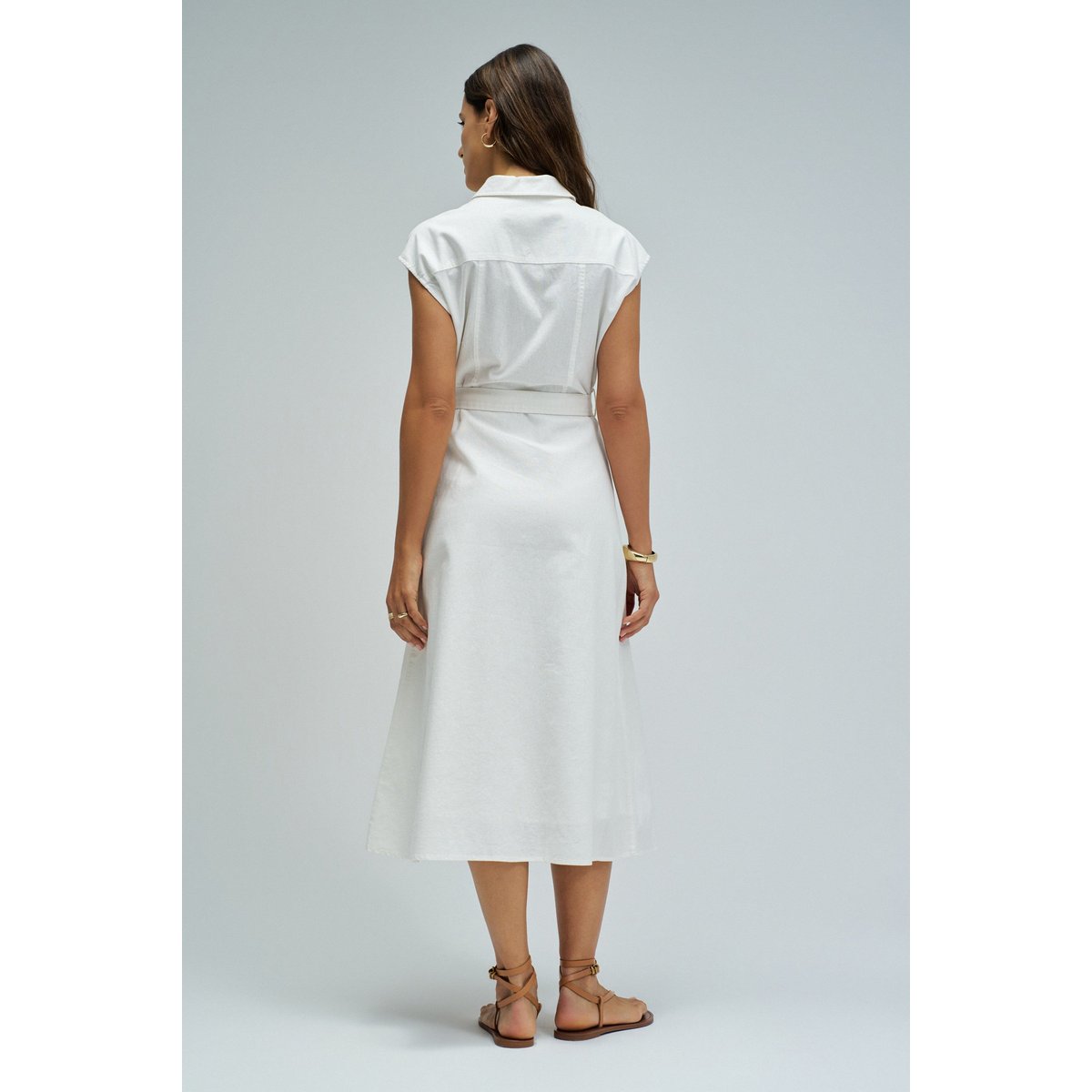 ROBE MIDI EN LIN blanc, SALSA JEANS