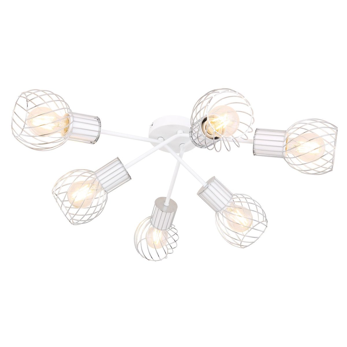 Plafonnier rond 6 lampes en métal design contemporain LUISE blanc, GLOBO LIGHTING