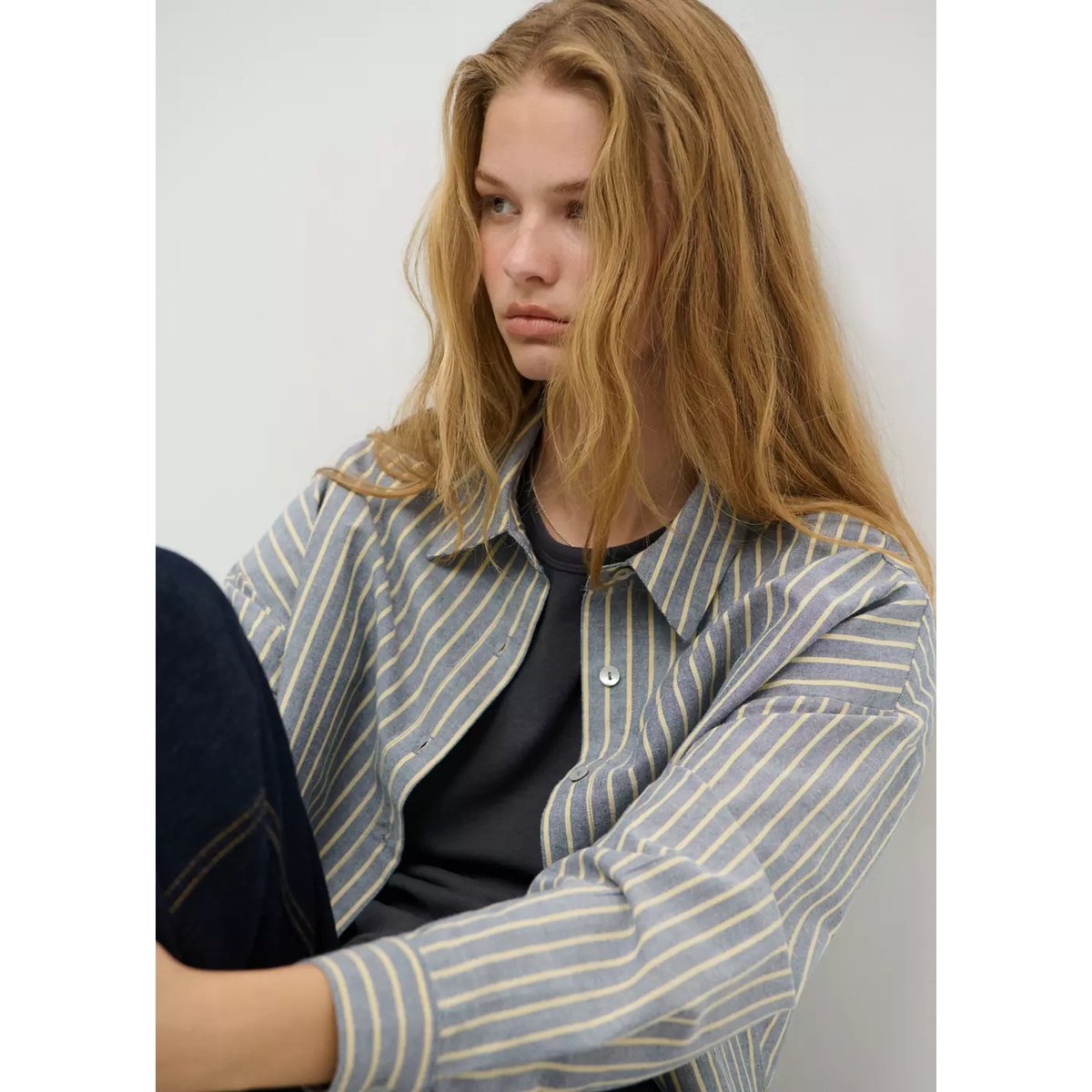 Chemise coton rayures bleu marine, MANGO TEEN