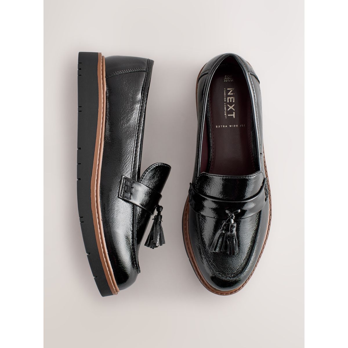 Mocassins à glands et semelle épaisse noir, NEXT