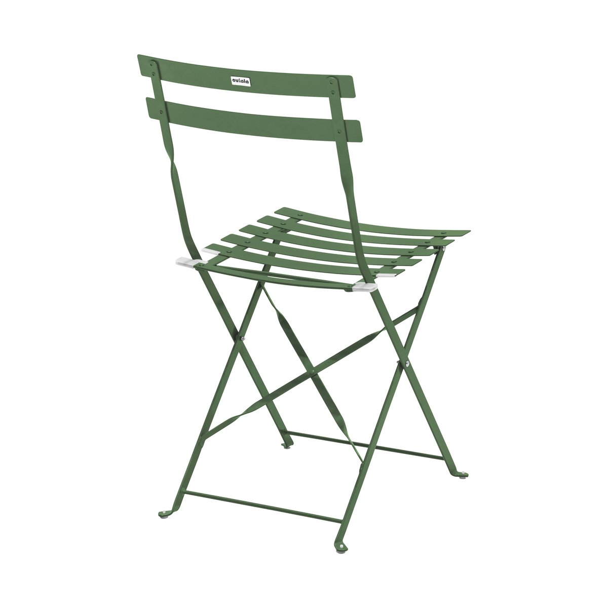 Table bistrot de jardin et 2 chaises pliantes, ROME vert cactus, OVIALA