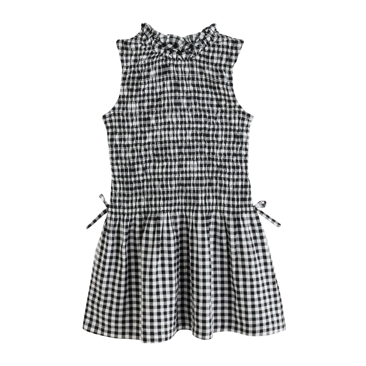 Robe froncée vichy noir/blanc, NEXT
