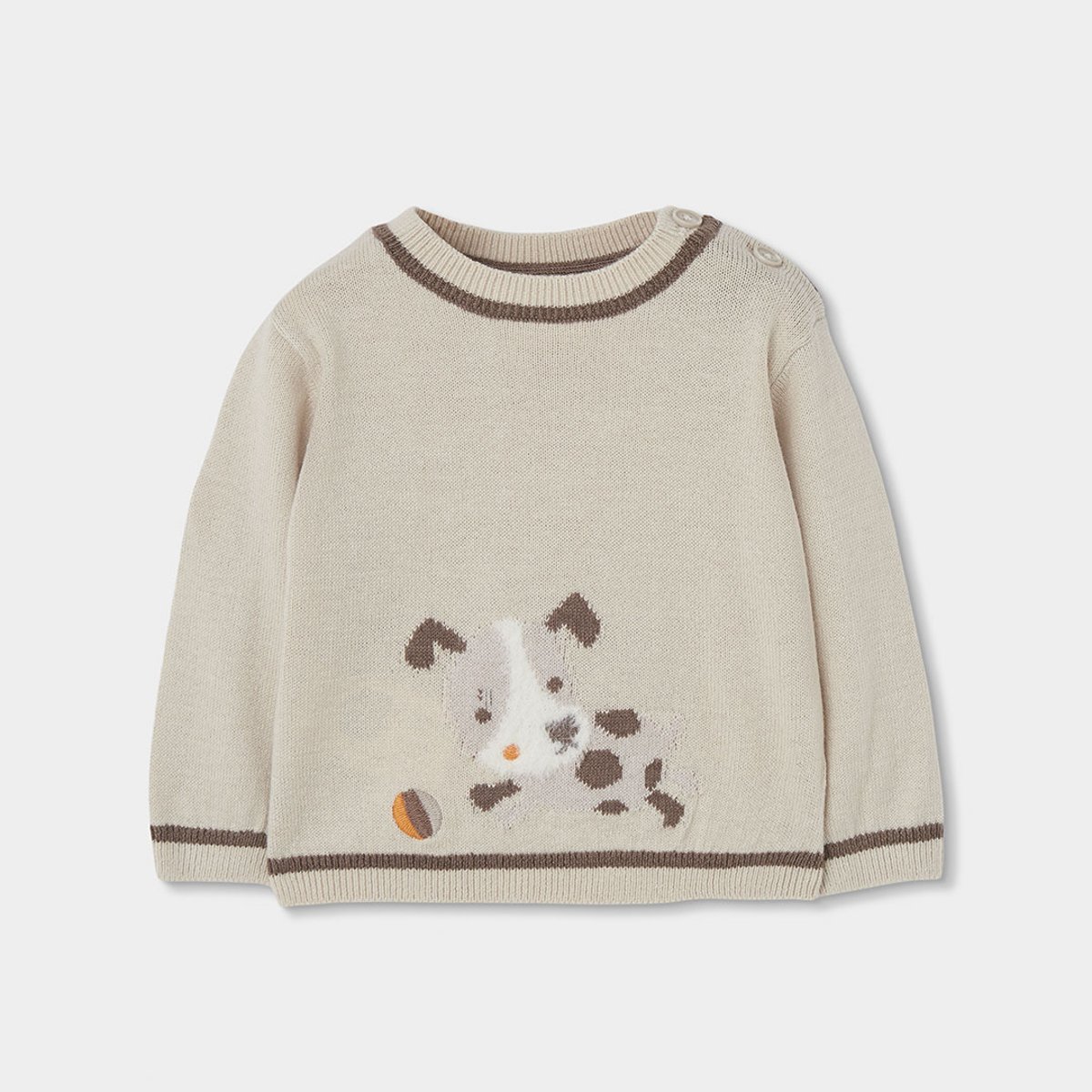 Pull bébé garçon avec imprimé chien beige, BOBOLI