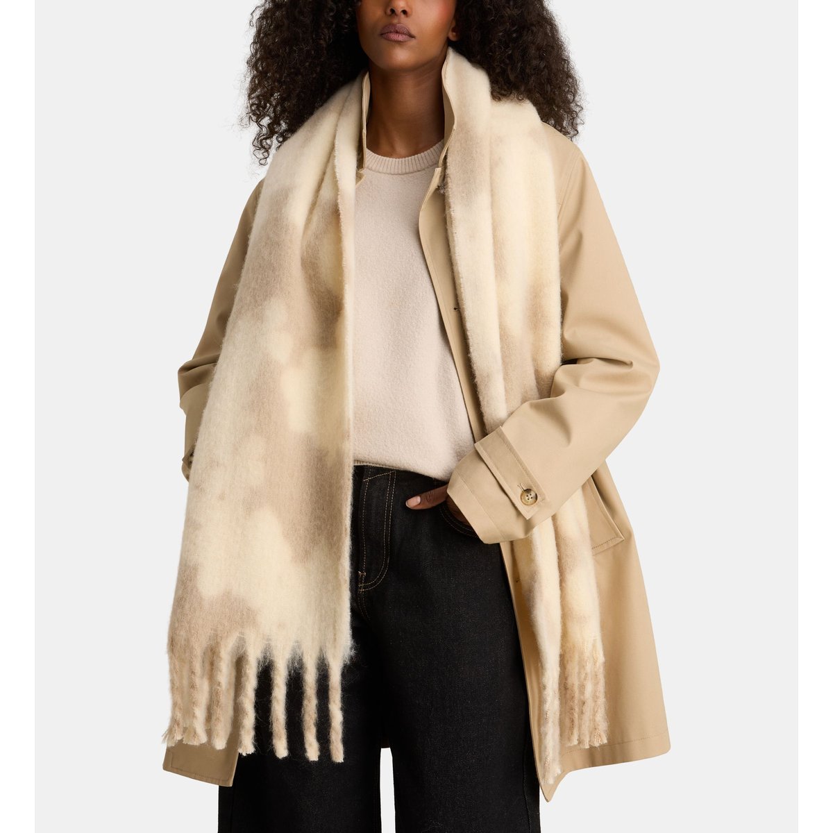 Echarpe sofina douce et moelleuse fleurs beige, GALERIES LAFAYETTE