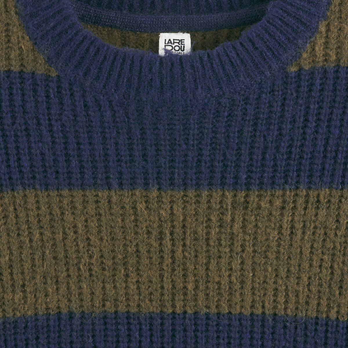 Gestreepte trui met ronde hals in grof tricot gestreept marineblauw, LA REDOUTE COLLECTIONS