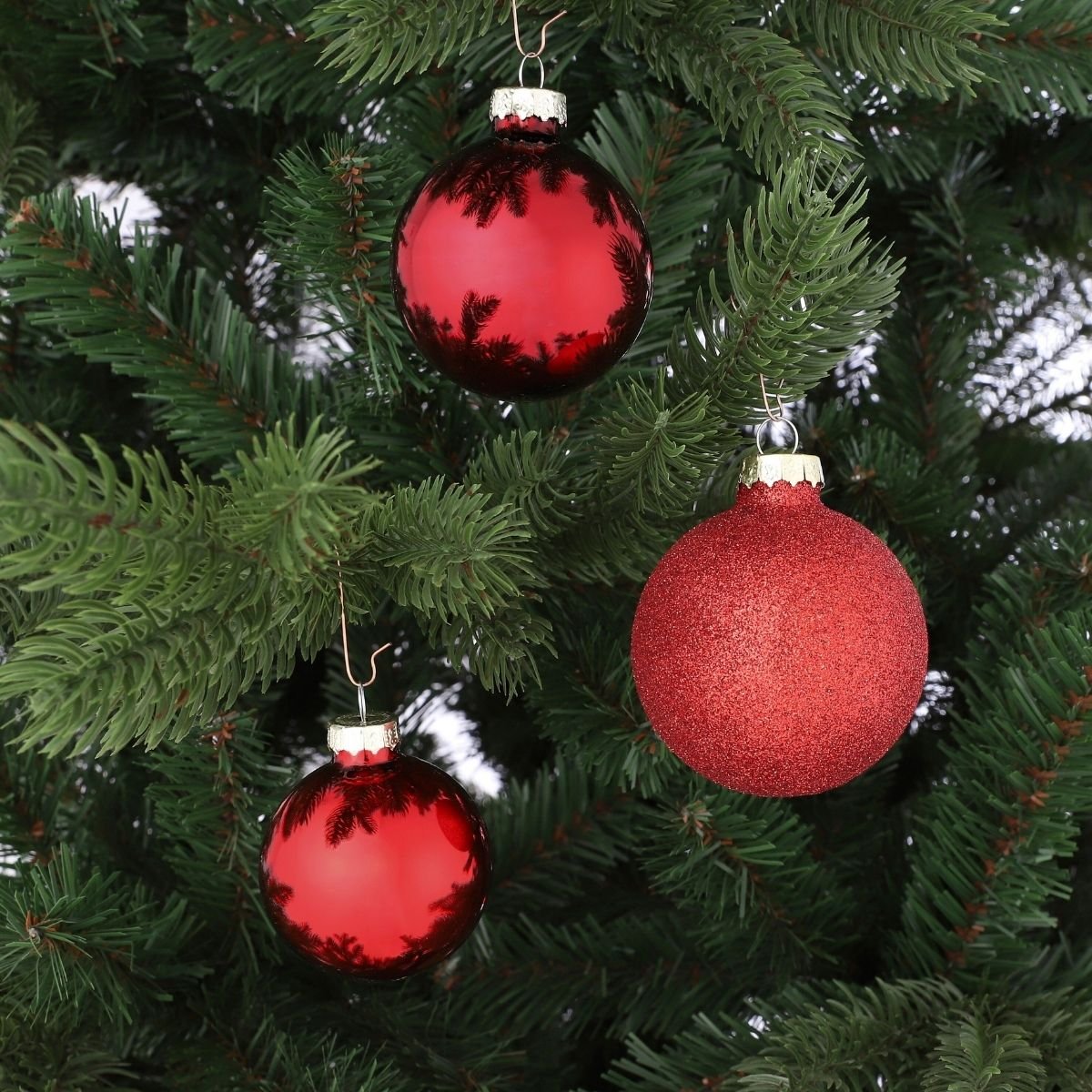 Lot de 42 boules de Noël en verre ZUGGA rouge, MICA DECORATIONS
