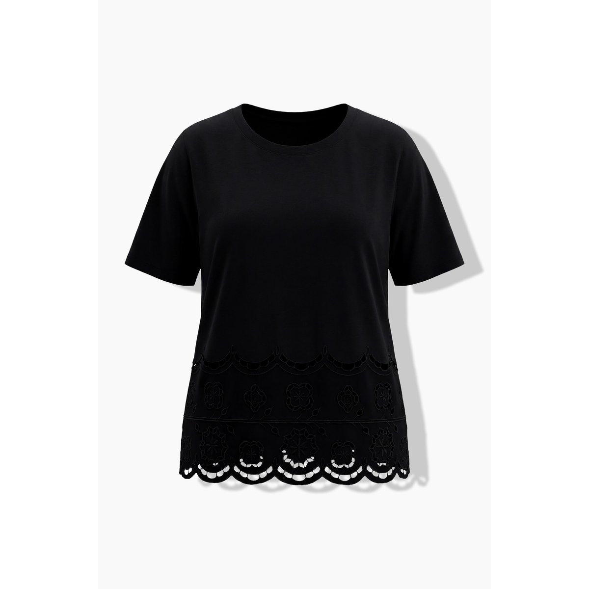 T-shirt oversize, dentelle ajourée noir, ULLA POPKEN