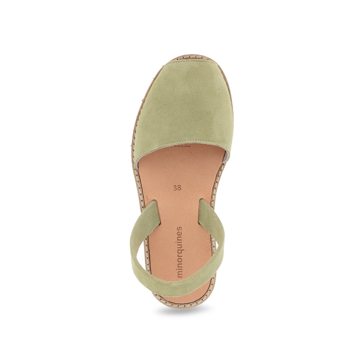 Sandales à bride en cuir AVARCA vert amande, MINORQUINES