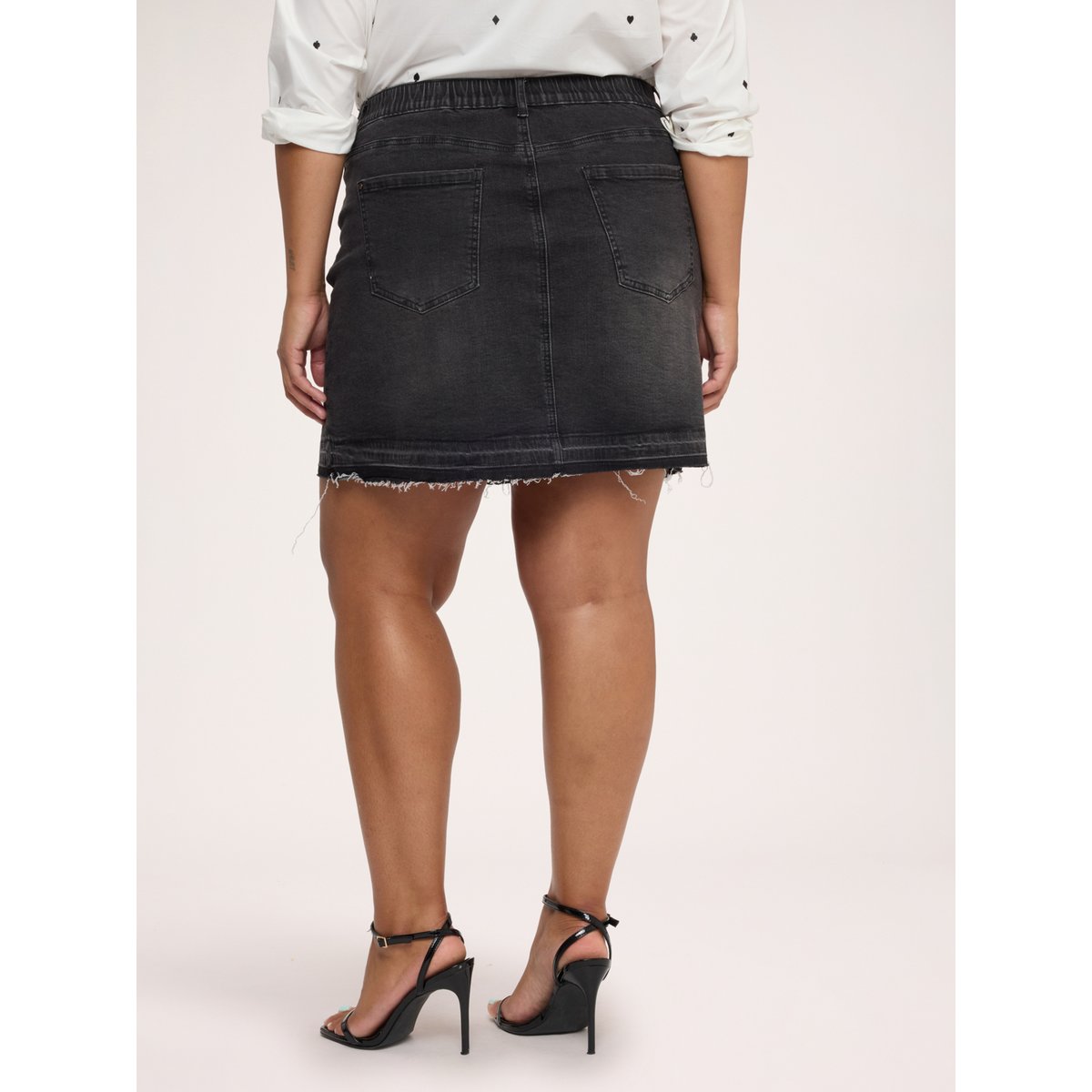 Mini-jupe avec détails effilochés noir, FIORELLA RUBINO