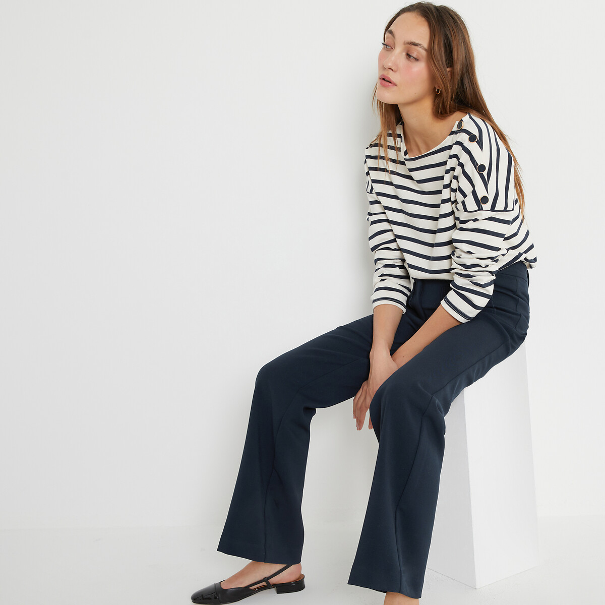 Signatures Felicien Flared Trousers navy blue, LA REDOUTE COLLECTIONS