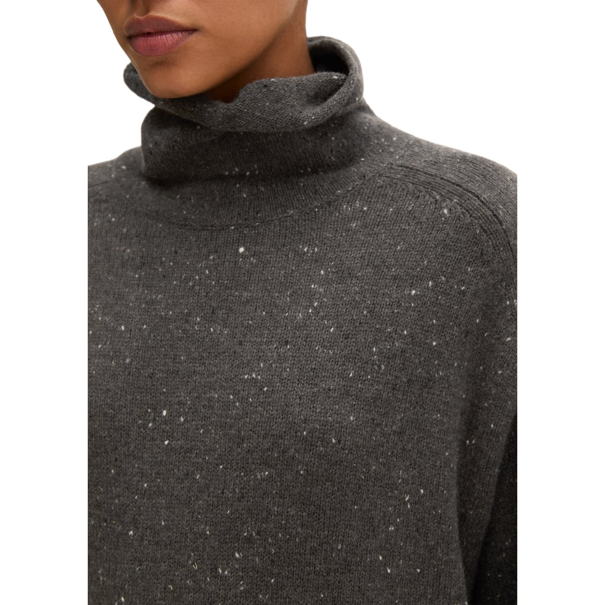 Robe en maille tweed, coupe classique en mélange de laine vierge marron foncé, MARC O'POLO