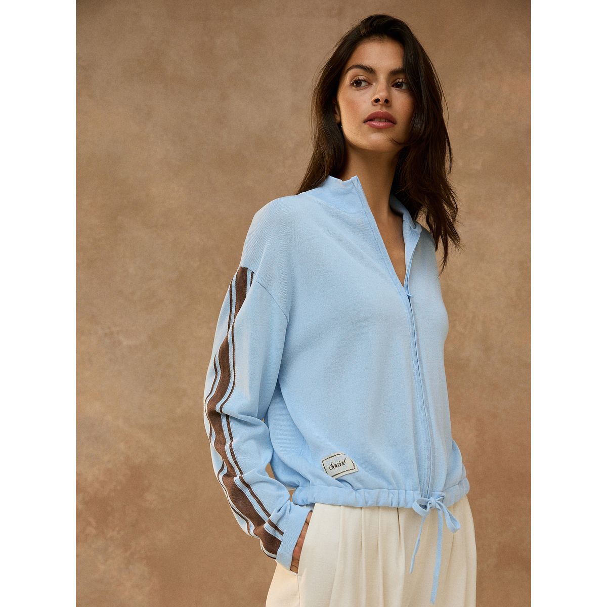 Veste légère zippée à col montant bleu clair, NEXT