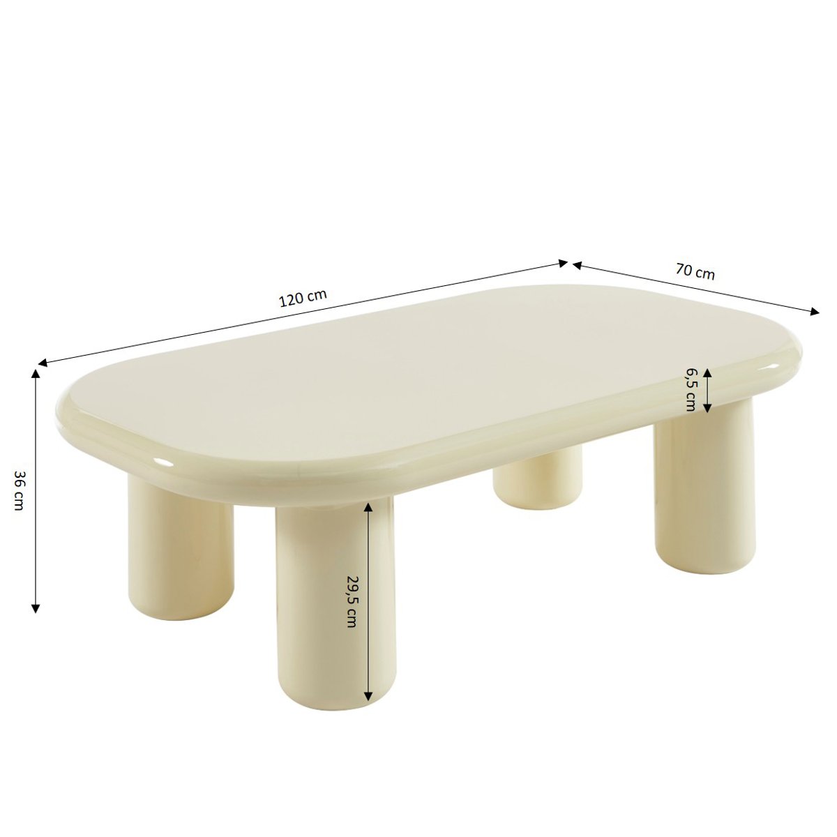 Table basse laquée brillant MOXY blanc, SORELH