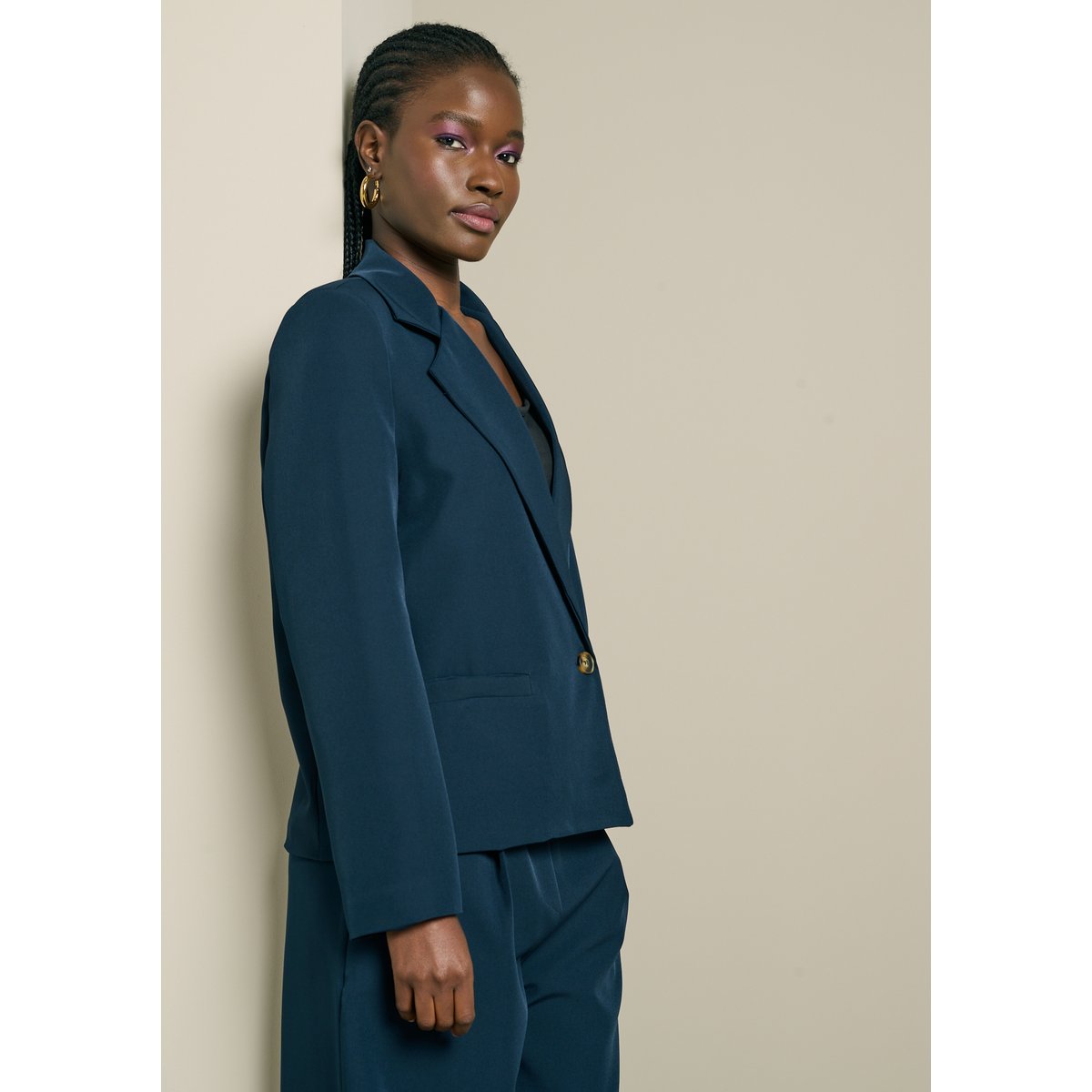 Blazer court croisé bleu marine, LOLALIZA