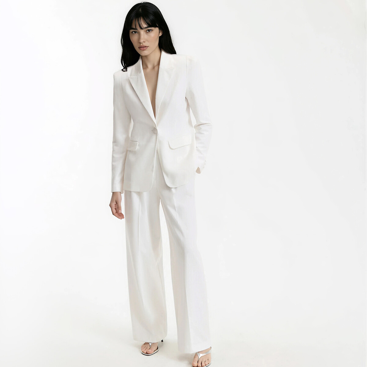Pantalon large à pinces blanc, LA REDOUTE COLLECTIONS