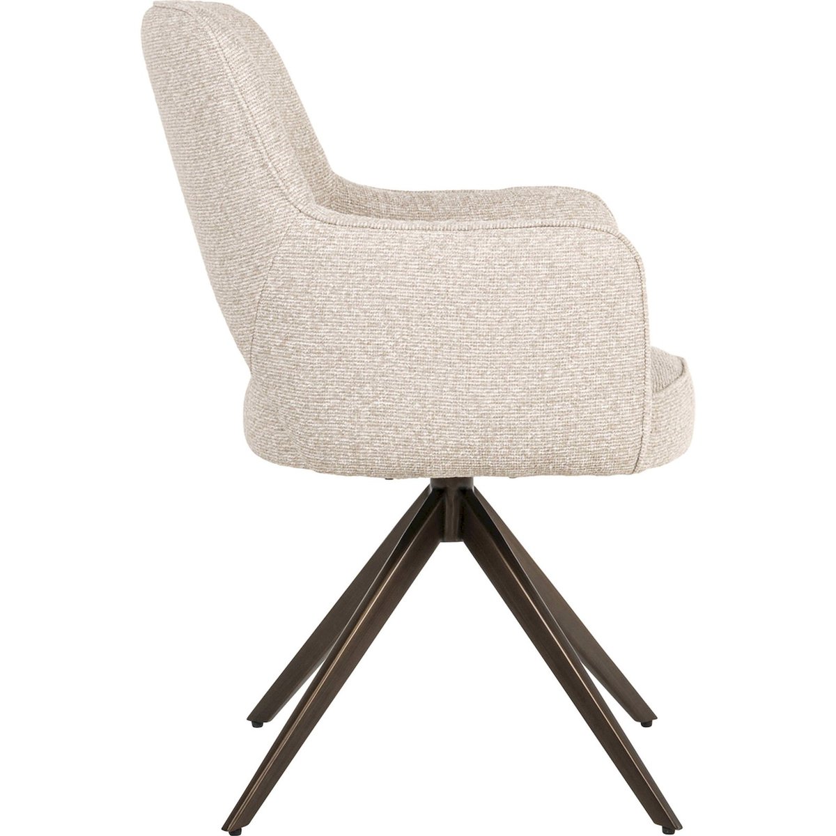Chaise de salle à manger pivotante en polyester biscotti beige clair texturé, RECOLLECTION