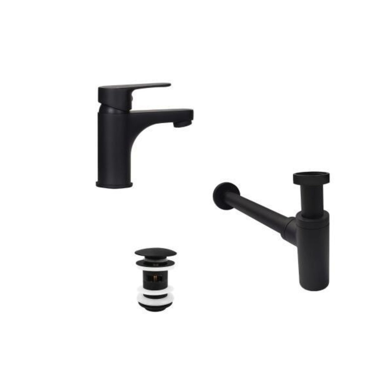 Robinet GRIFO + bonde CLINT + siphon SIMON noir, MOB IN