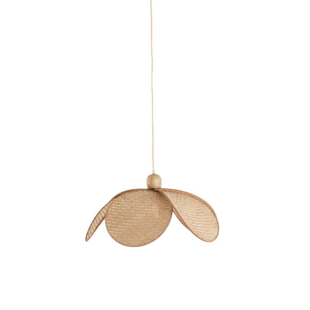 Suspension fleur fibre naturelle et bois D48 LAVRIO beige, MILLUMINE