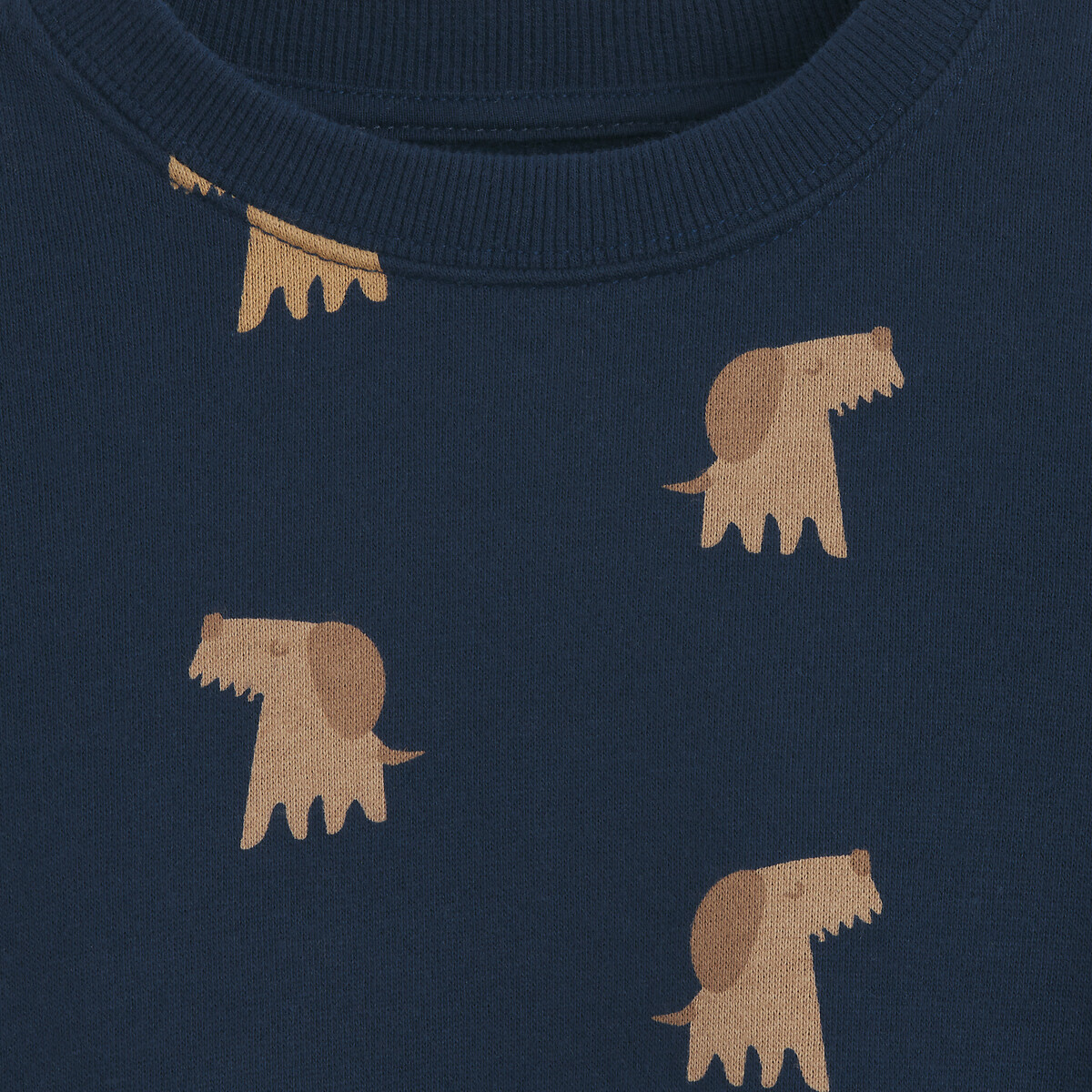 Dog Print Sweatshirt with Crew Neck navy blue, LA REDOUTE COLLECTIONS
