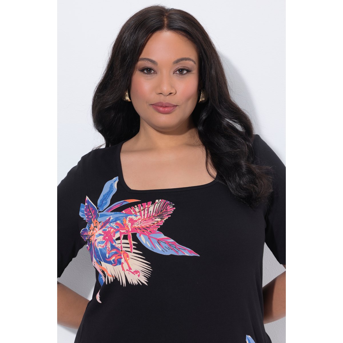 T-shirt long noir, ULLA POPKEN