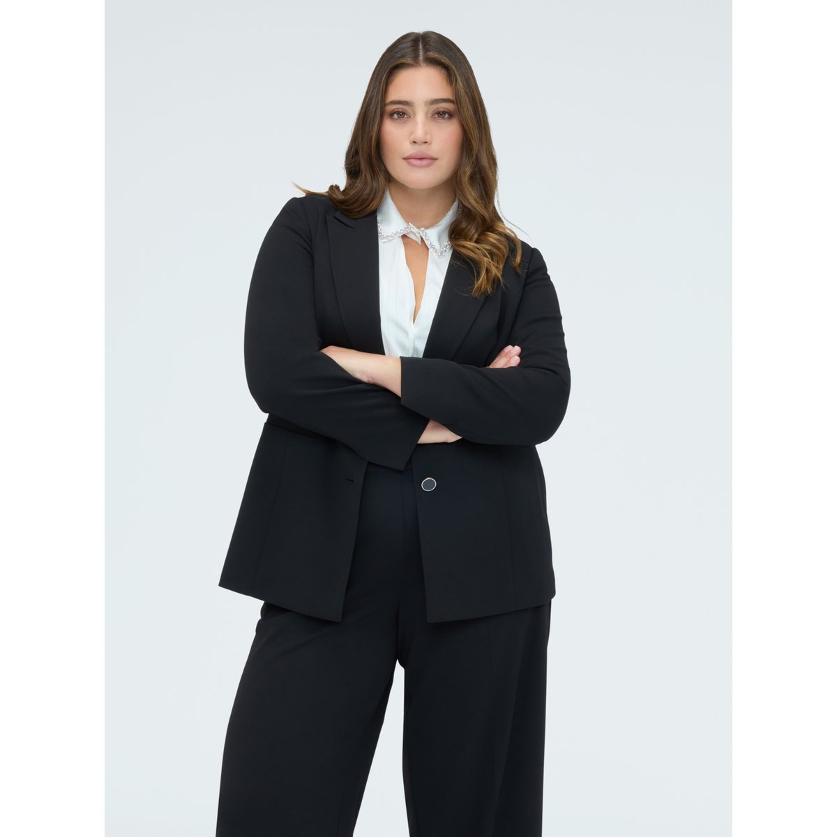 Blazer ajusté en tissu stretch noir, FIORELLA RUBINO