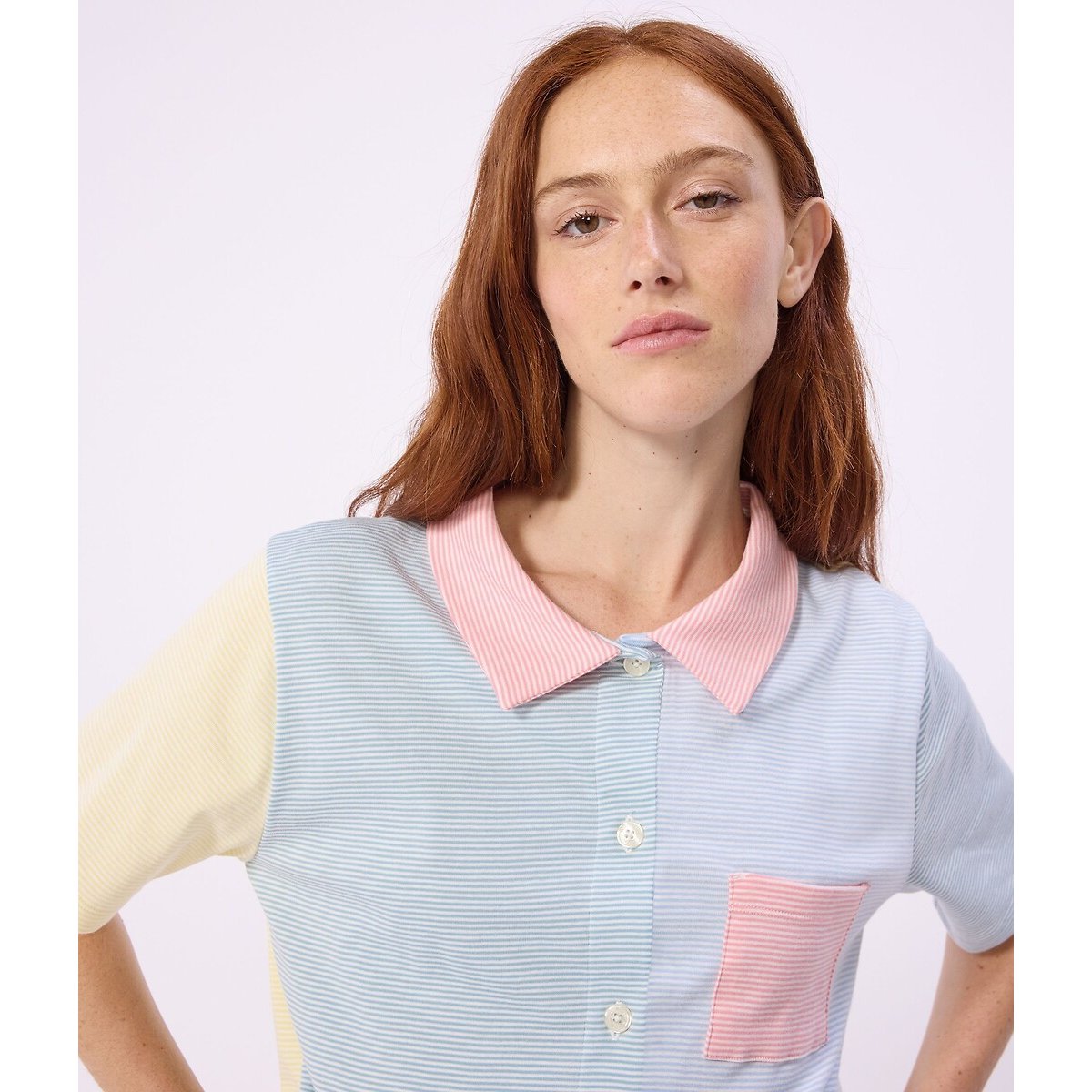 Pyjashort à rayures milleraies rayé multicolore, PETIT BATEAU