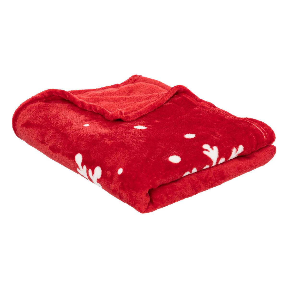 Plaid rouge merry christmas 130X180cm rouge, ATMOSPHERA