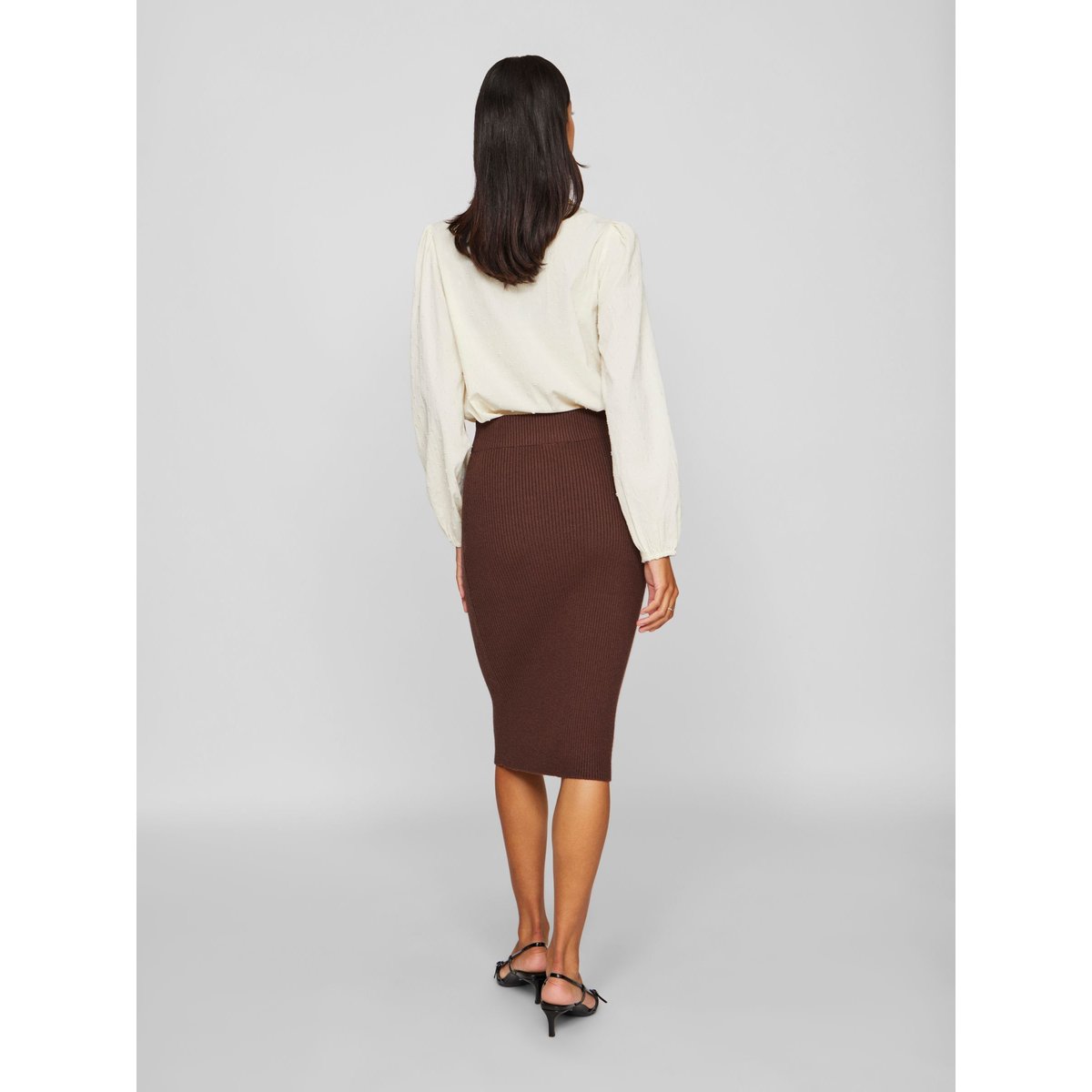 Jupe Mi-Longue marron - coffee bean1, VILA