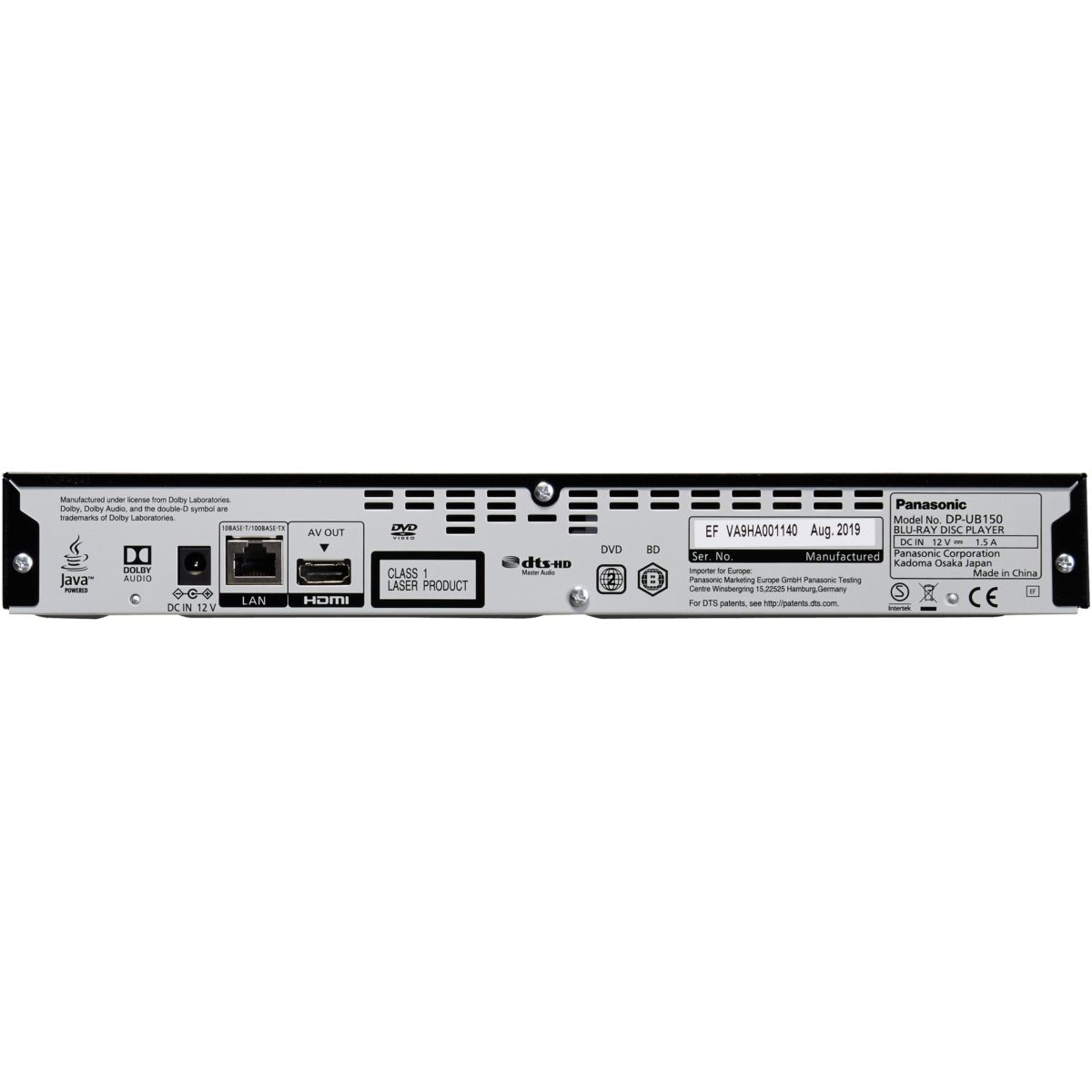 Lecteur Blu-Ray 4K DP-UB150EF-K couleur unique, PANASONIC