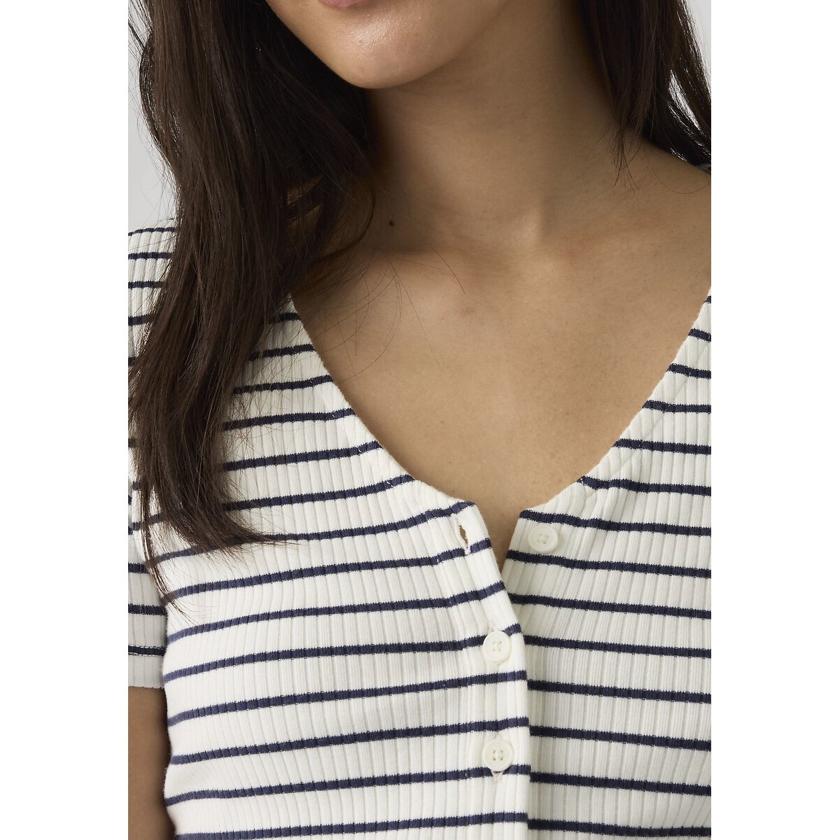 Gestreept V-hals T-shirt gestr blauw + wit, LEVI'S