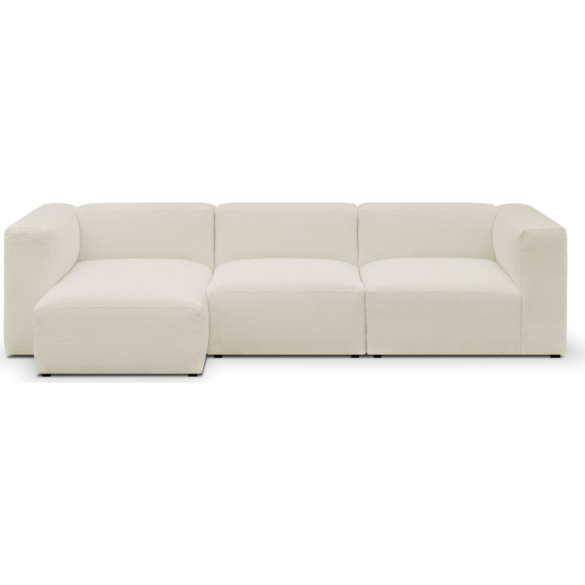 Canapé d'angle à gauche modulable 4 places en tissu bouclette - MODULO beige, HOMIFAB