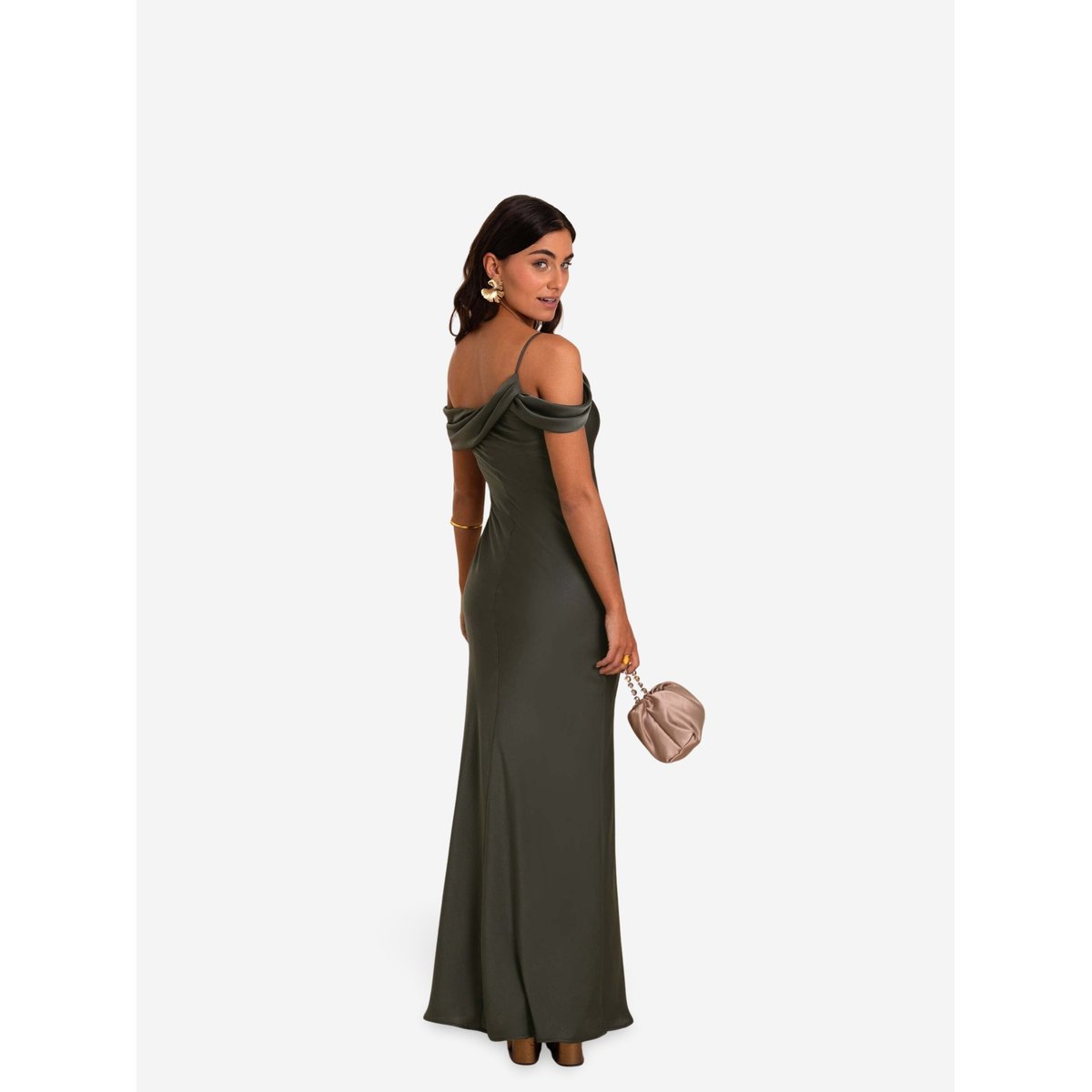 Robe longue avec encolure drapée CÓRDOBA vert, THE-ARE