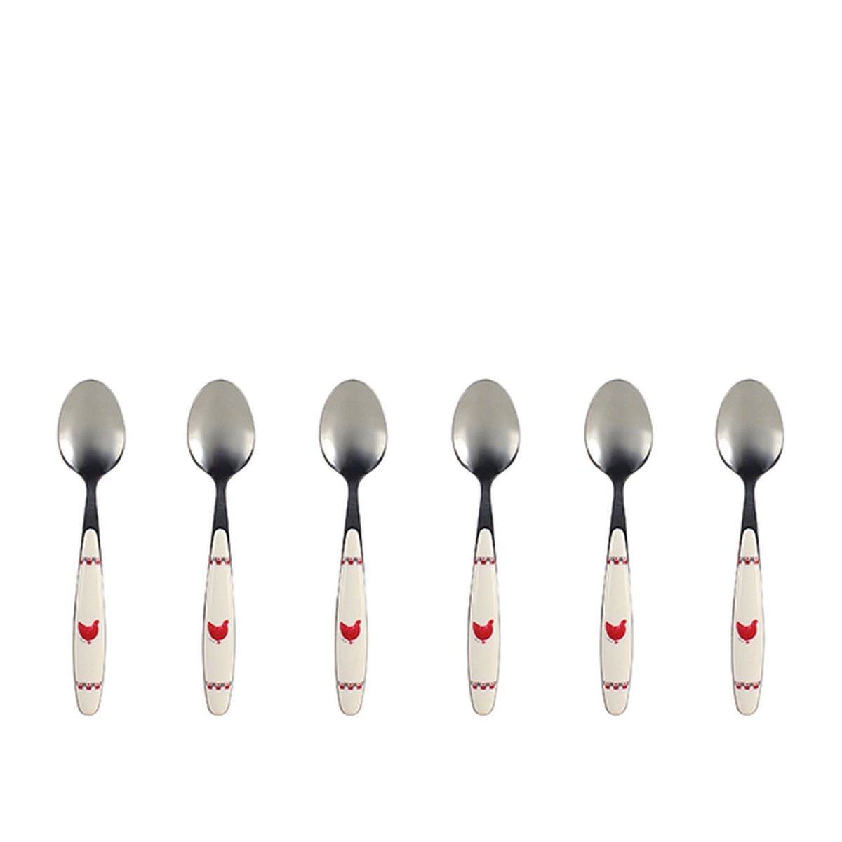 Lot de 6 cuillères à café 15cm, GALLINA beige-inox, NOVASTYL