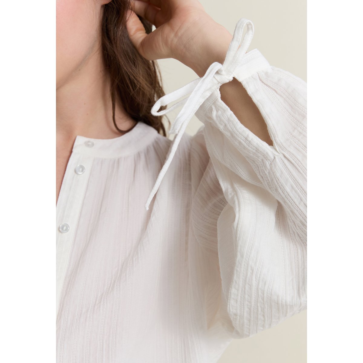Chemise texturée en coton CRISTOBAL ecru, ETAM