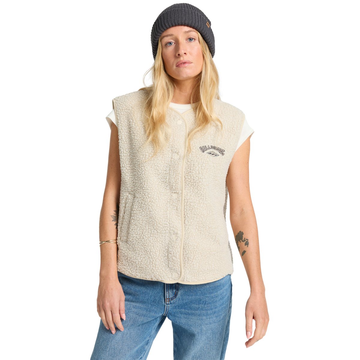 Veste sans manches en sherpa BE HAPPY blanc whitecap, BILLABONG